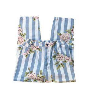 RVCA Women Blue Twill Striped Scrunche Loose Fit Pant Size S CLO AVJNP00167